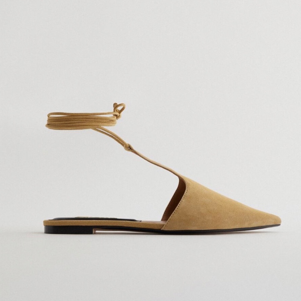 ZARA TIED LEATHER T-BAR MULES